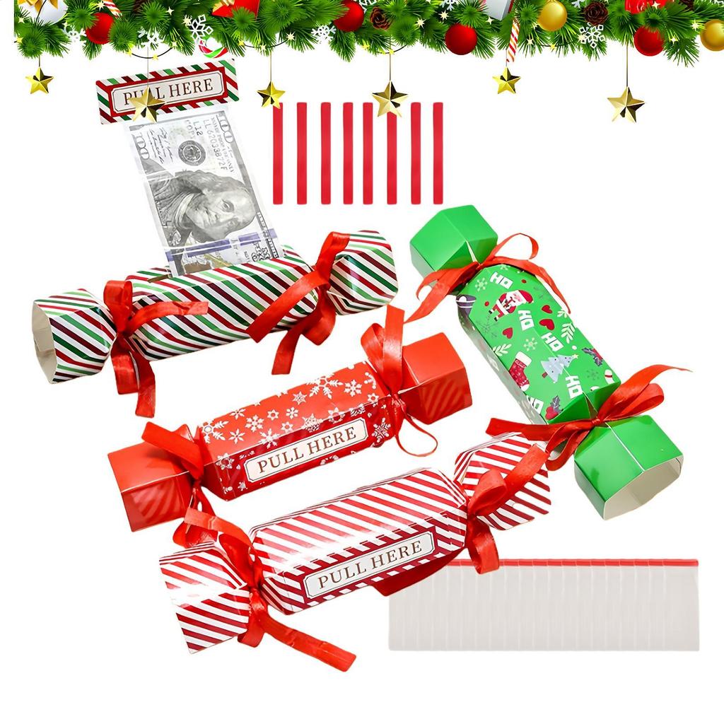 4PCS Christmas Surprise Money Pulling Gift Box Set DIY Christmas Gift Money Money Dispenser Box Candy Shape Pull out Container