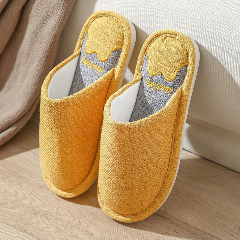 Podzimní a zimní pantofle, Pánské domácí pantofle z bavlny a lnu pohlcující zápach a pot, dámské látkové pantofle s protiskluzovou úpravou