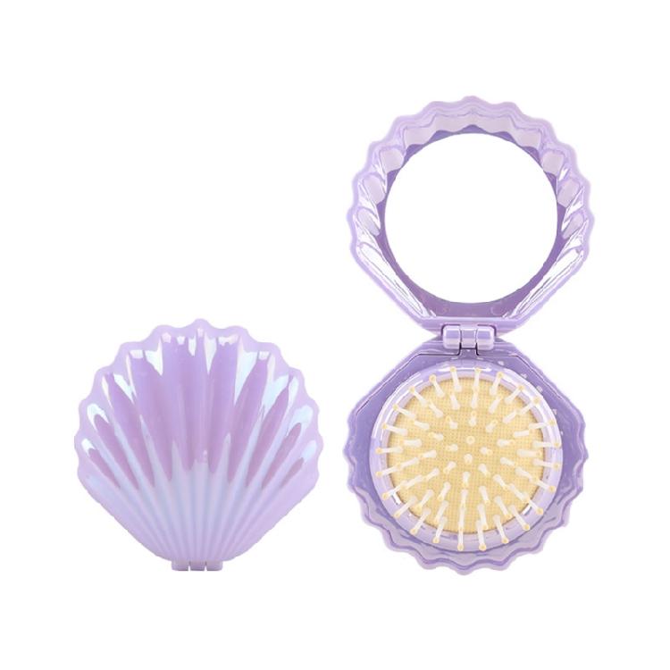 Foldable Mini Comb Featuring Mirror Massage Bristles Lightweight ABS For Women Girls
