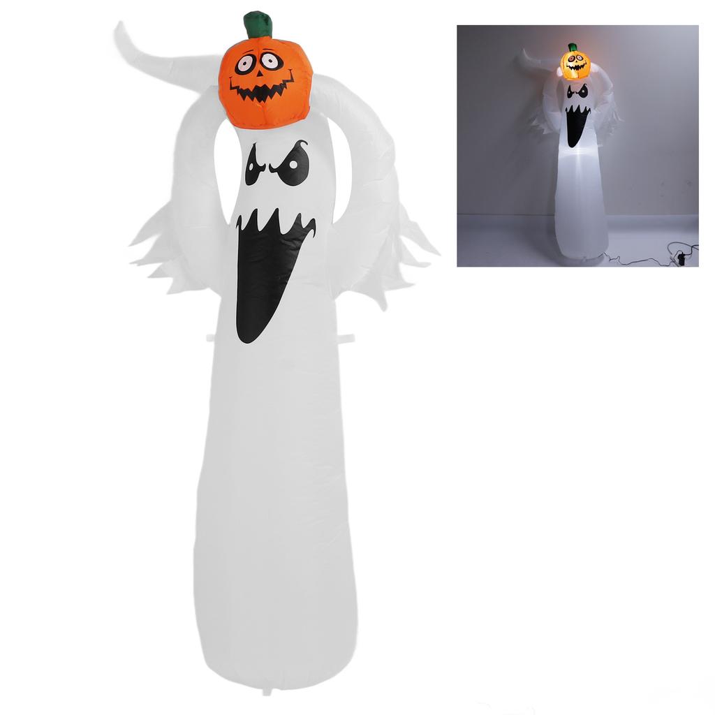 1.8m Halloween Inflatables Pumpkin Head White Ghost Inflatable Pumpkin Blow Up Ghost with LED for