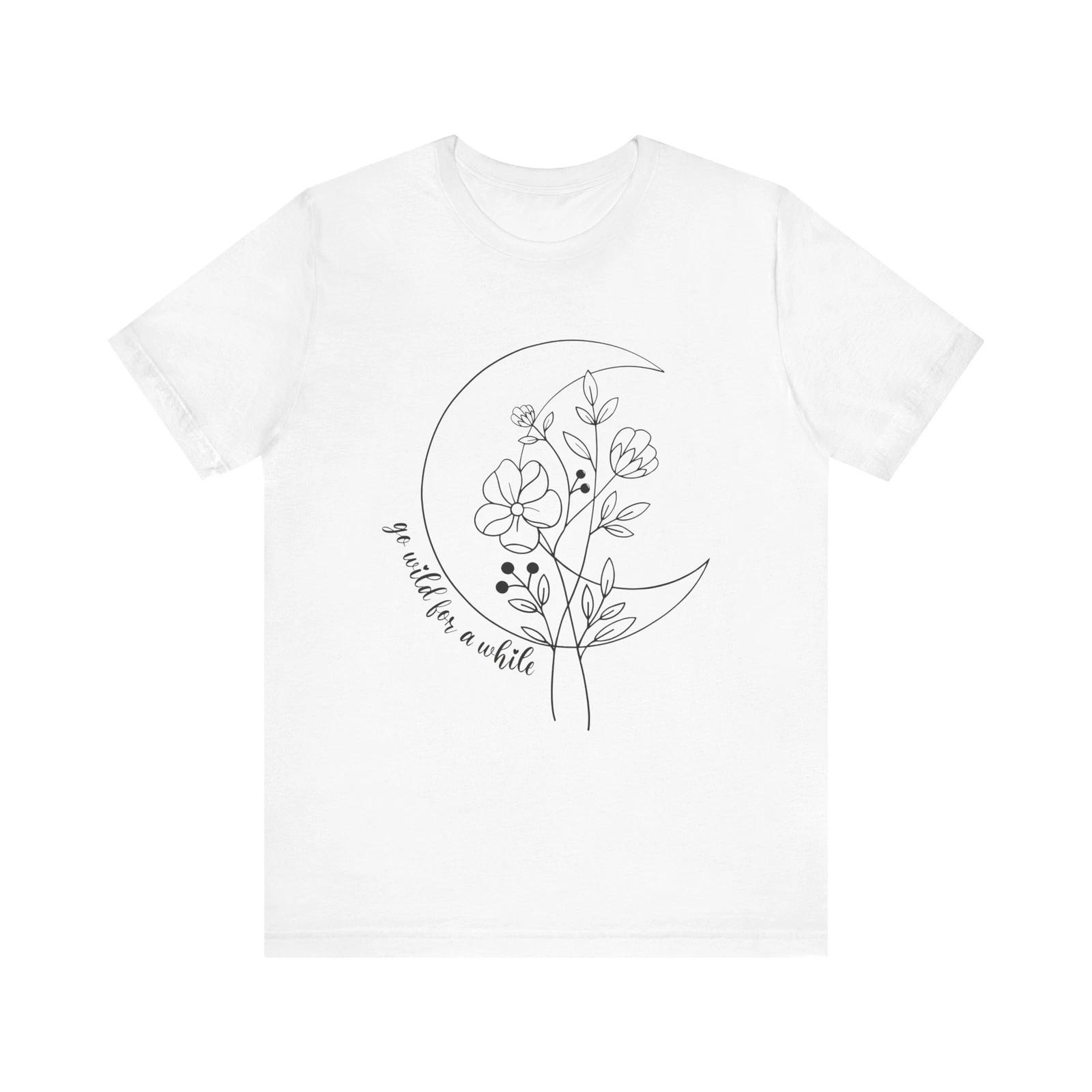 Boho Floral Moon Design  Go Wild for a While  Art Print T-Shirt XL