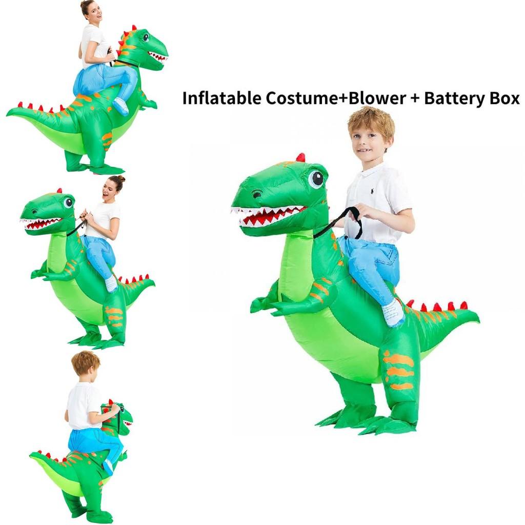 Fantasia Inflável de Dinossauro Verde Festiva Para Halloween Perfeita Para Crianças e Adultos