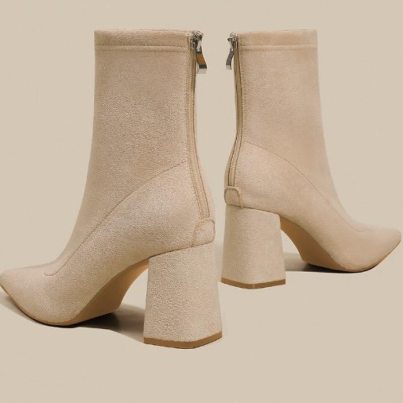 Fashion Fashion Pointed Toe Short Booties 2025 Spring Autumn Women Stretch Sock Boots New Style Ladies Elegant Thick Heels Botas Mujer