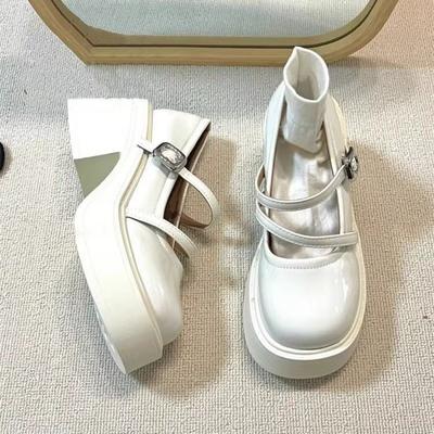 Französische Retro-Plateau-Mary-Jane-Schuhe mit runder Spitze aus kleinem Leder für Damen 2025 neu Sommer Britischer Stil dicker Absatz hohe Absätze