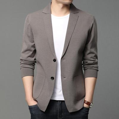 Herfst Nieuw Klein Pak Gebreide Trui Vest Mannen Dunne Mannenjas Versie Effen Kleur Trui Mannenkleding