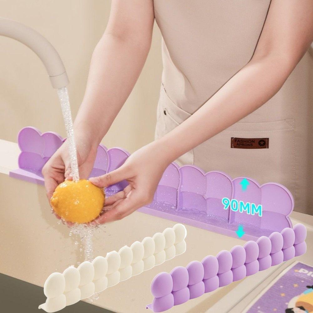 Washable Sink Splash Baffle Silicone Sink Water Retaining Strip Sink Water Guard  Household