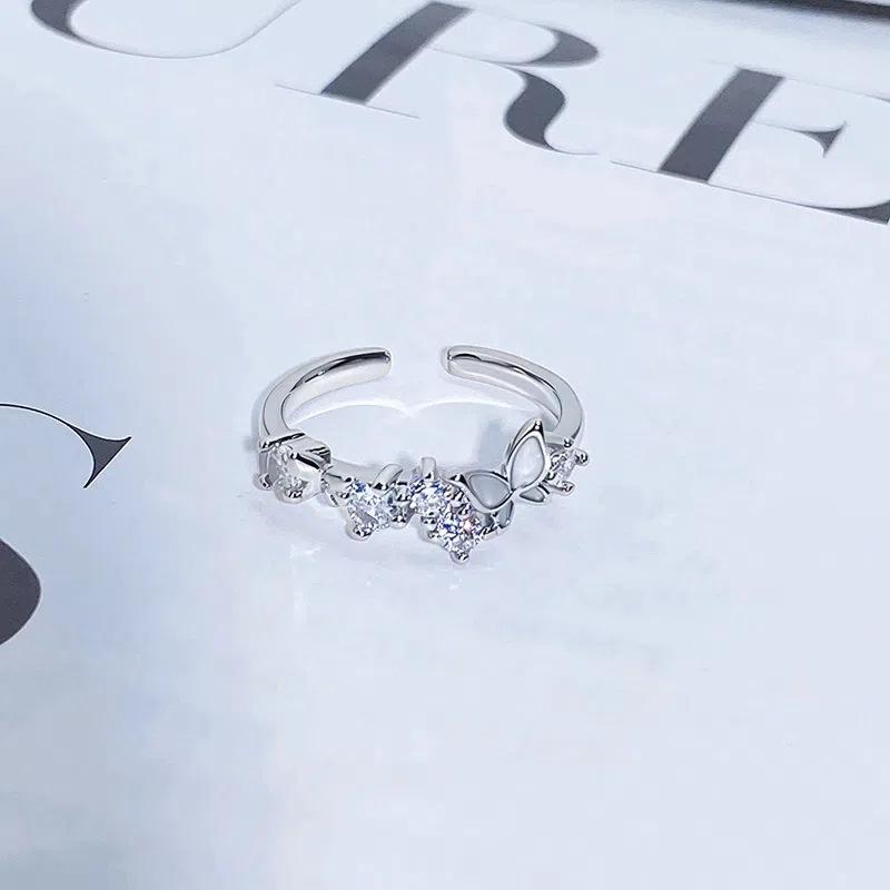 Fashion Women'S Bow Pink Zir*****Pen Ring Niche Light Luxury High-End Exquisite Jewelry