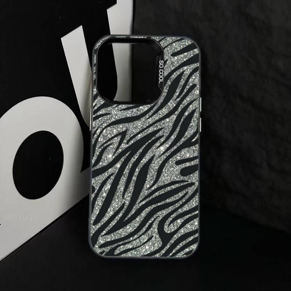 p-Zebra print Phone Case For iPhone 17,16,15,14,13,12,11 Plus,Pro Max,XS,Colorful Silver Black Cover iPhone17PRO