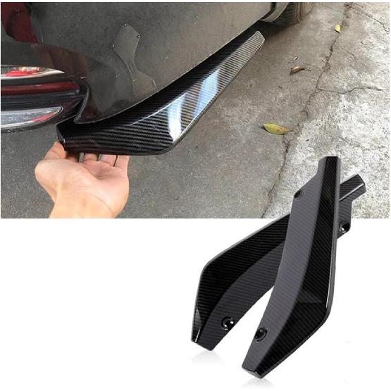 2PCS Glossy Black Rear Bumper Diffuser Splitter Cover Side Canards Lips Trim Sticker Compatible for BMW G30 G20 F30 E90 Car Accessories(Carbon Fiber
