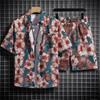 Herren Retro Blumen Kurzarm Hemd Set - Hainan Strandmode, Sanya & Hawaii Stil