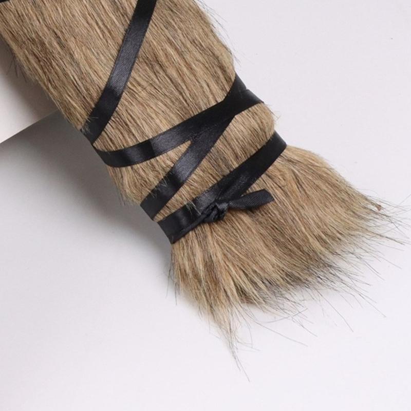 Medieval Furry Leather Leg Warmer with Adjustable Strap Medieval Leg Guard Halloween Cosplay Accessories for Men Women