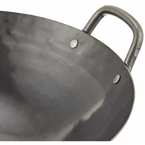 Yamada Iron Hammered Chinese Pot with Handle, 27cm (1.2mm Thickness), Black