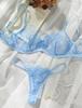 [Panegy] Lingerie Bra for Women, Lace Bra and Thong Shorts 2-Piece Set, Sheer, Sexy, Embroidered, Floral Pattern, Mesh, See-through, No Pads, Women's