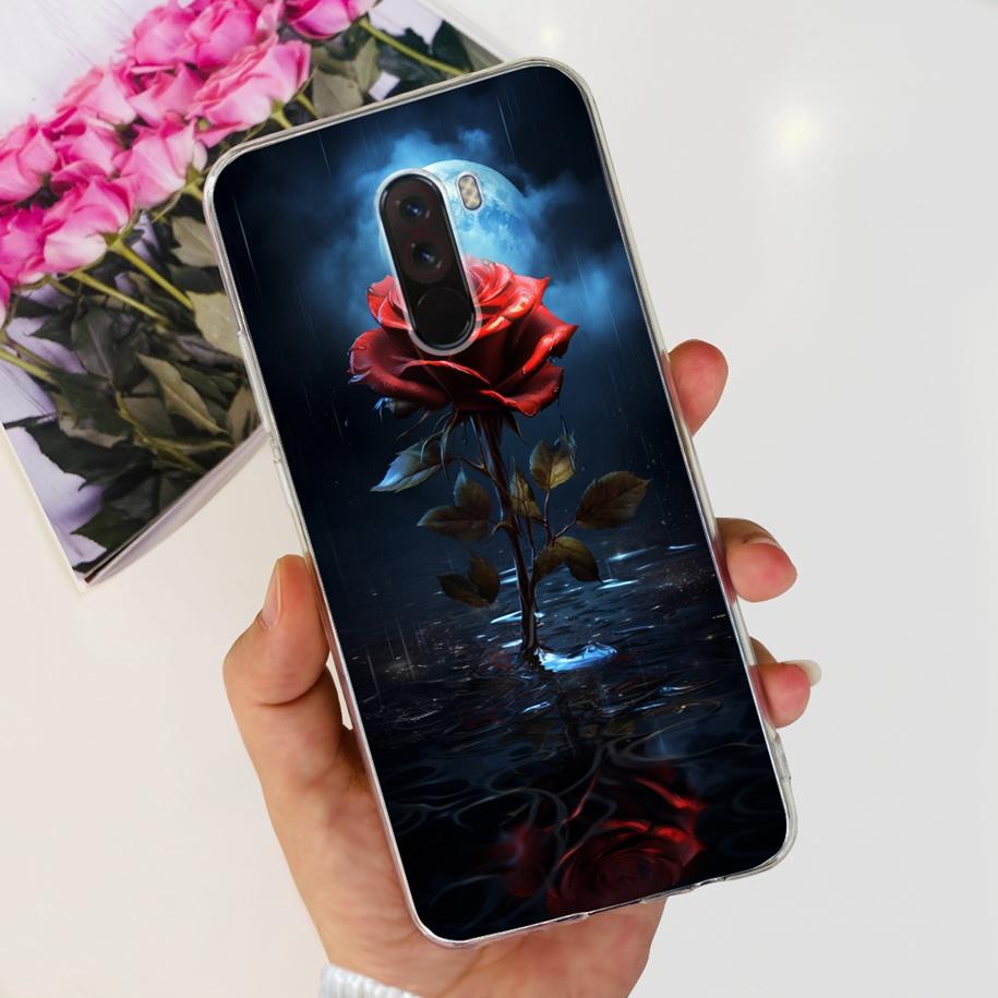 Para Xiaomi Pocophone F1 Funda Poco F1 Moda Flor Cubierta Silicona Suave Delgada Funda de Teléfono Para xiaomi Pocophone F1 Global F 1 Funda