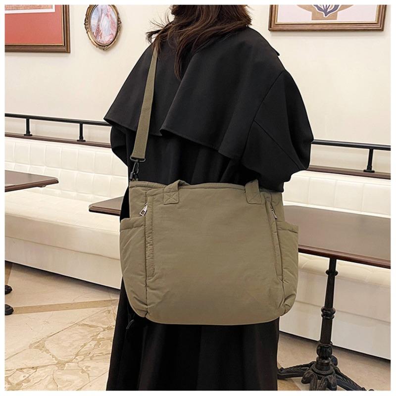 Nylon Bag Women's Cotton Bag Large Capacity Simple Shoulder Bag Student Portable Messenger Bag Commuter Tote Bag