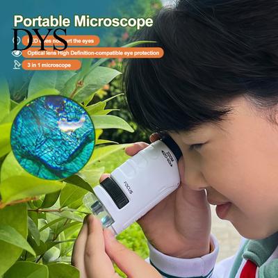 Portable Kids Microscope 1 Set Children's 60x-120x Magnification Science Exploration Tool For Children for School Outdoor Adventure Educational Toy