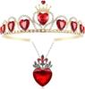 Evie Royal Red Heart Necklace Tiara Descendants Red Heart Crown Jewelry Set Queen of Hearts Eive Costume for Girl Teen Halloween
