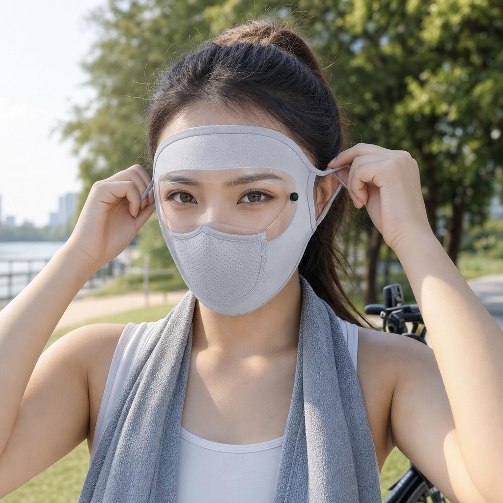 Ice Silk Full Face UV Protections Mask With Goggles UPF50+ For Outdoor Activities