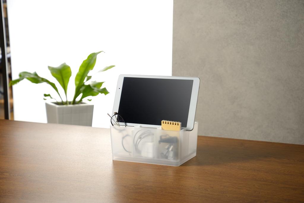 JEJ Astage Förvaringslåda, Skrivbordsväska, Mini Skrivbordsorganisatör, Klar, Stapelbar, Tillverkad i Japan, 21,5 cm Bred x 16,3 cm Djup x 14,5 cm Hög