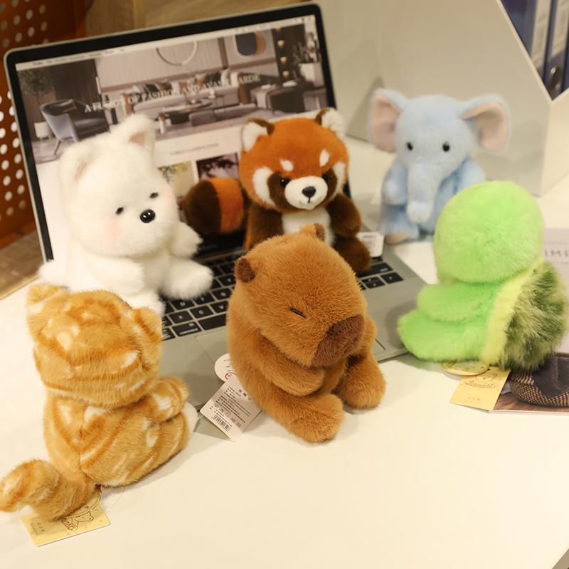13cm Kawaii Dog Capybara Elephant Rabbit Tortoise Panda Cat Plush Doll Home Table Decoration Christmas Birthday Gifts