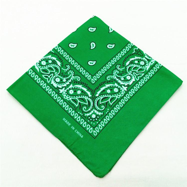 Mode Hip Hop Katoenen Bandana Vierkante Sjaal 54cm*54cm Zwart Rood Paisley Hoofdband Gedrukt Voor Vrouwen/Mannen/Jongens/Meisjes groen