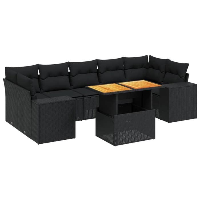 VidaXL Garden Lounge Set with Cushions 8 Pcs, Patio Sofas, Patio Furniture Set, Outdoor Furniture, Black 3272546