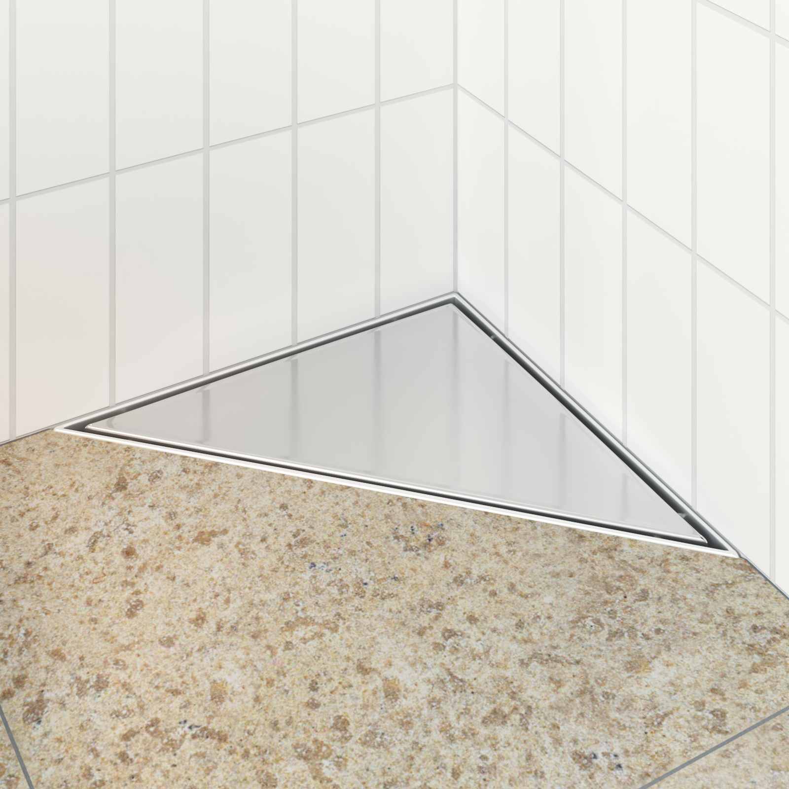 Ralo de Chuveiro Triangular 2 em 1 Prata 32 x 32 x 7,5 cm