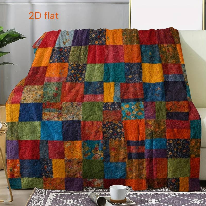 Vintage Patchwork-Quilte-Stil Überwurfdecke - Rustikales Blumen-Thema Weiche Decke für Warme Gemütliche Wohnkultur