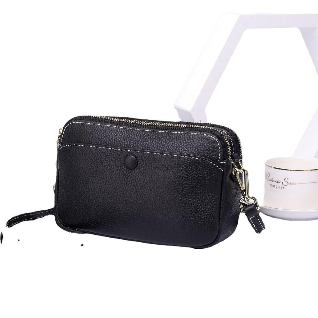 Karvės odos moteriška rankinė per petį, crossbody daugiašakė užsegama užtrauktuku, praktiška moteriška rankinė, paprasta maža kvadratinė rankinė