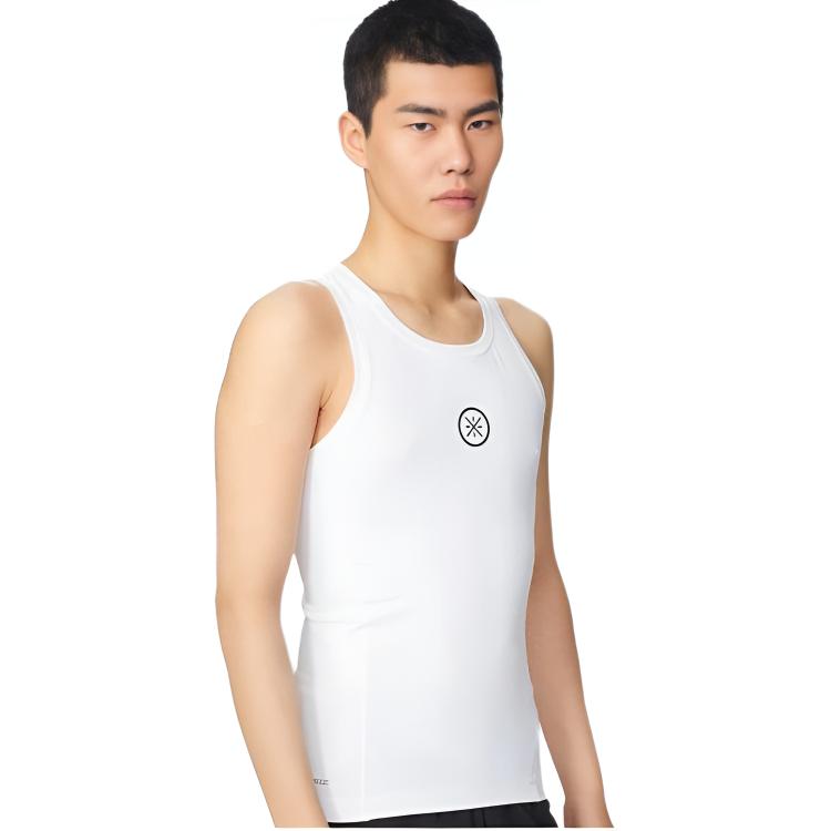 Li Ning Wade Series Solid Color Round Neck Sports Vest Men Vests White AUDS045-2