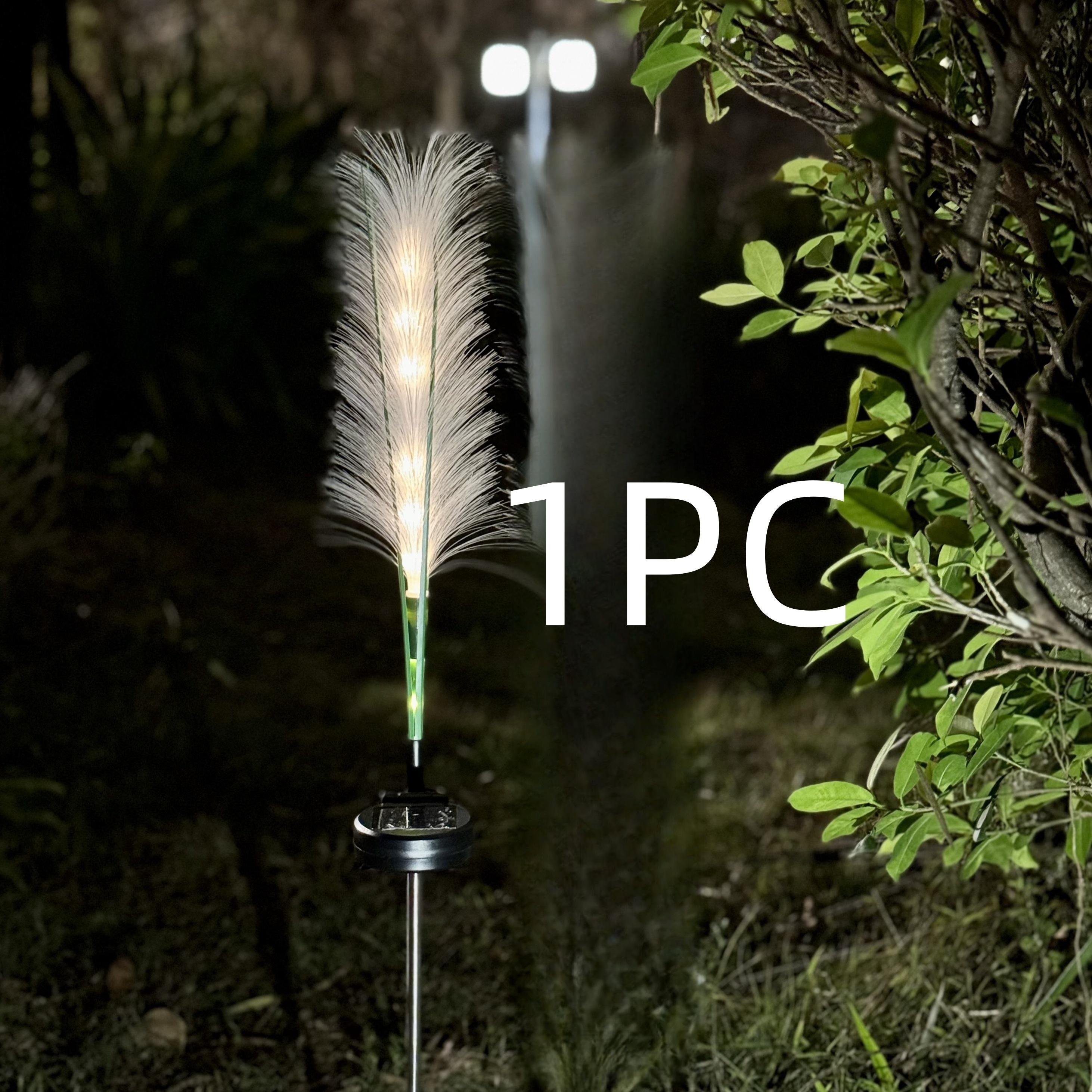 

1 шт. Солнечный садовый светильник для наружного декора - светодиодный светильник для дорожек из нержавеющей стали с акриловыми перьями, водонепроницаемое солнечное ландшафтное освещение Solar Reed