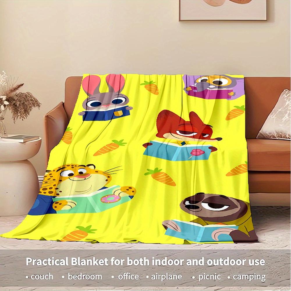 1pc Flannel Cartoon Animal Reading Pattern Small Coverlet for Bed, Suitable for Ation, Soft and Comfortable, Suitable for Sofa Blanket