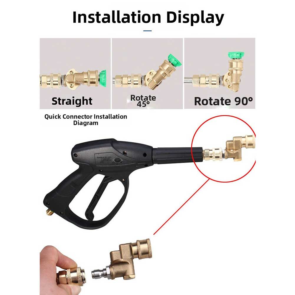 Pressure Washer Swivel Coupling With 5 Spray Nozzle Tips, 90° Rotation, 4500 PSI, 1/4" Quick Connect