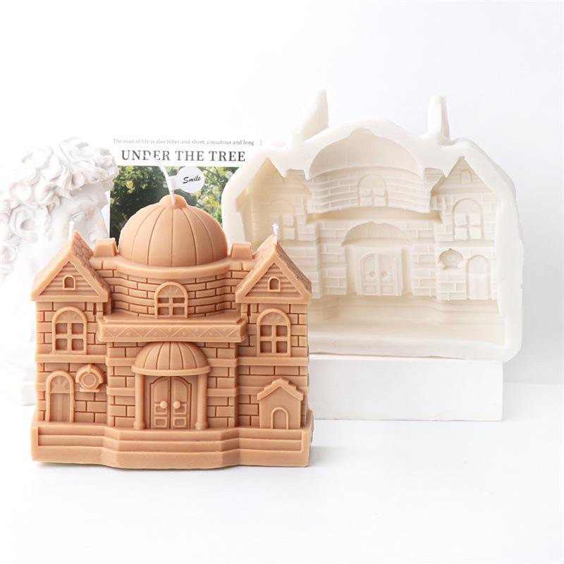 15cm European style castle candle silicone mold house building cake chocolate silicone mold soap mold castle resin gypsum mold
