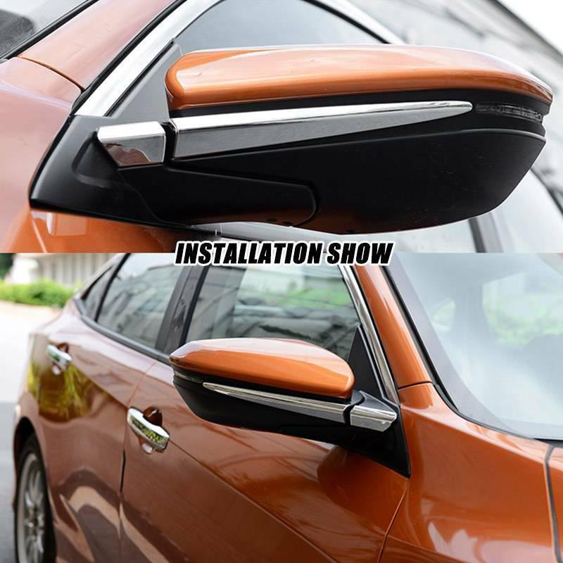 4Pcs Chrome Side Door Rear View Mirror Pillar Trim Cover Anti-Rub Strips Stickers For Honda Civic 2018