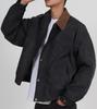 Button Seoul Corduroy Collar Quilted Heavy Outer Jumper (Dark Gray)