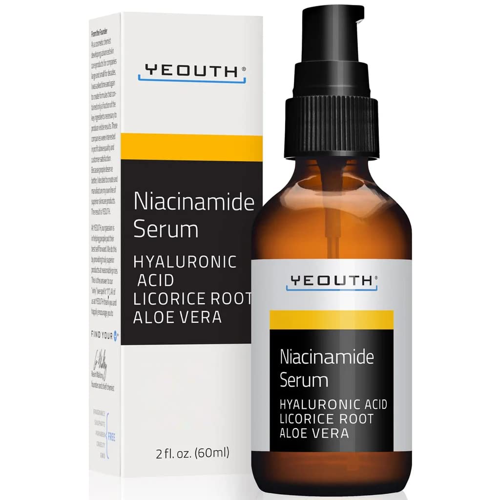 YEOUTH Serum do twarzy z niacynamidem, kwasem hialuronowym i aloesem 60ml Niacynamid Najlepiej sprzedające się dla mężczyzn i kobiet (2 uncje). Serum, Rodzaje,