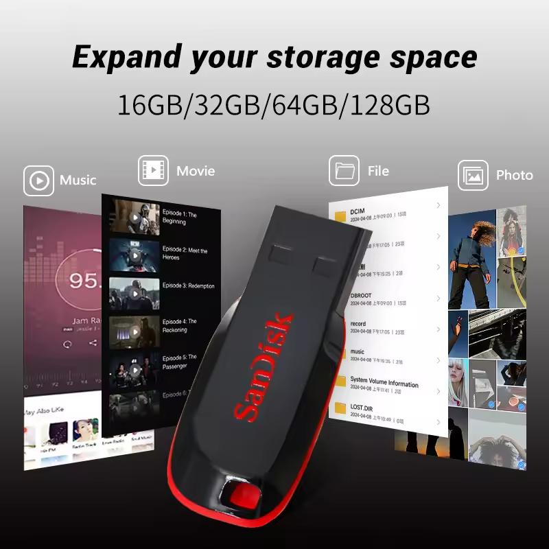 SanDisk CZ50 16GB USB 2.0 Flash Drive Original Sandisk Usb 32GB 64GB 128GB Memory Stick U Disk Mini USB Flash Drive for Computer