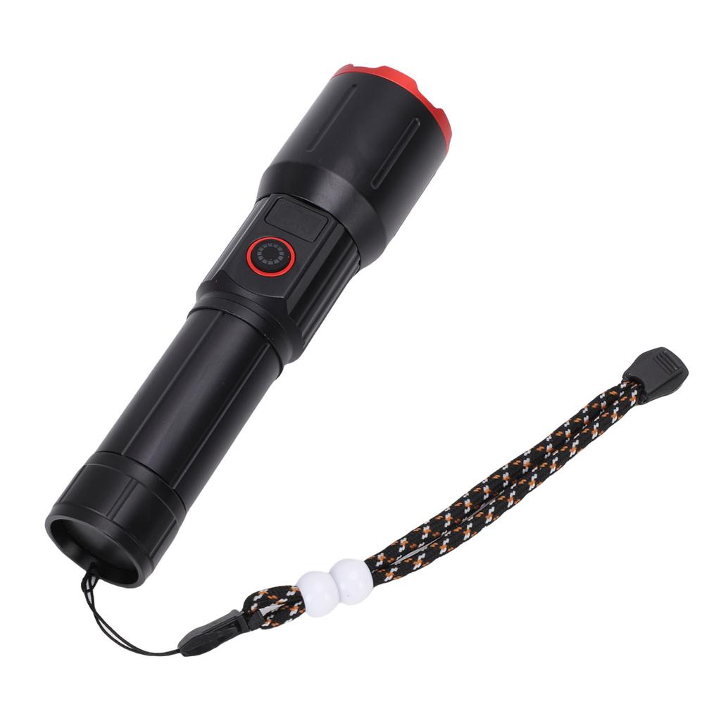 Rechargeable LED Flashlight Aluminum Telescopic Zoom IPX6 Water Proof Super Bright Flashlight with 2 USB Ports Digital