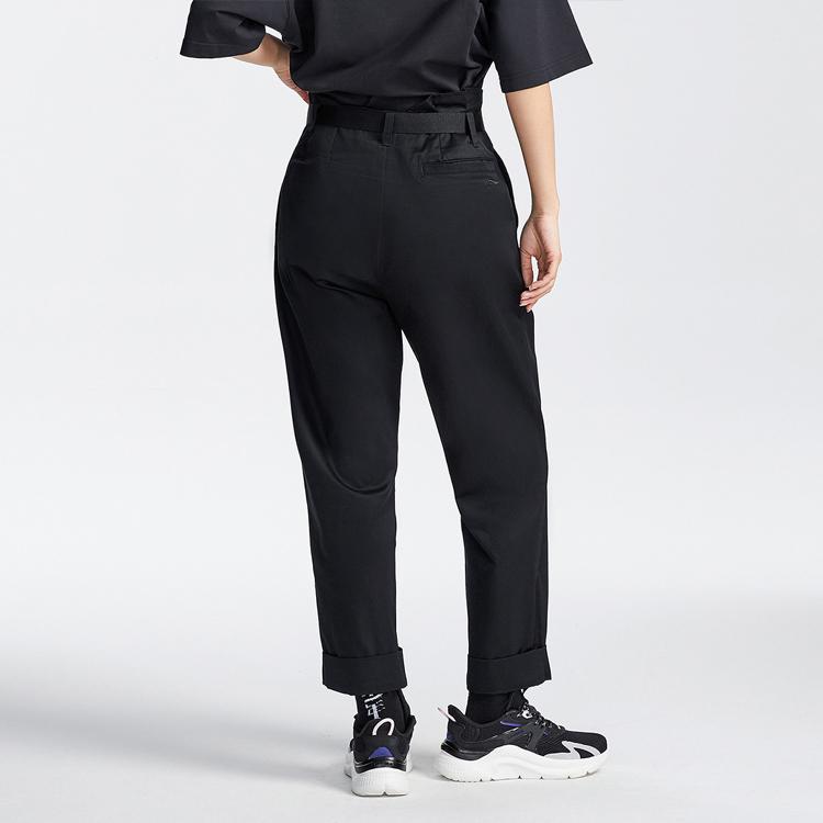Li Ning Sports Fashion Series Straight Leg Casual Sports Pants Women Pants Black AKXR080-2