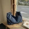 Denim Hobo Tas met Gevlochten Touw Handvat Stijlvolle Dames Schoudertas voor Casual Kleding en Stranduitjes