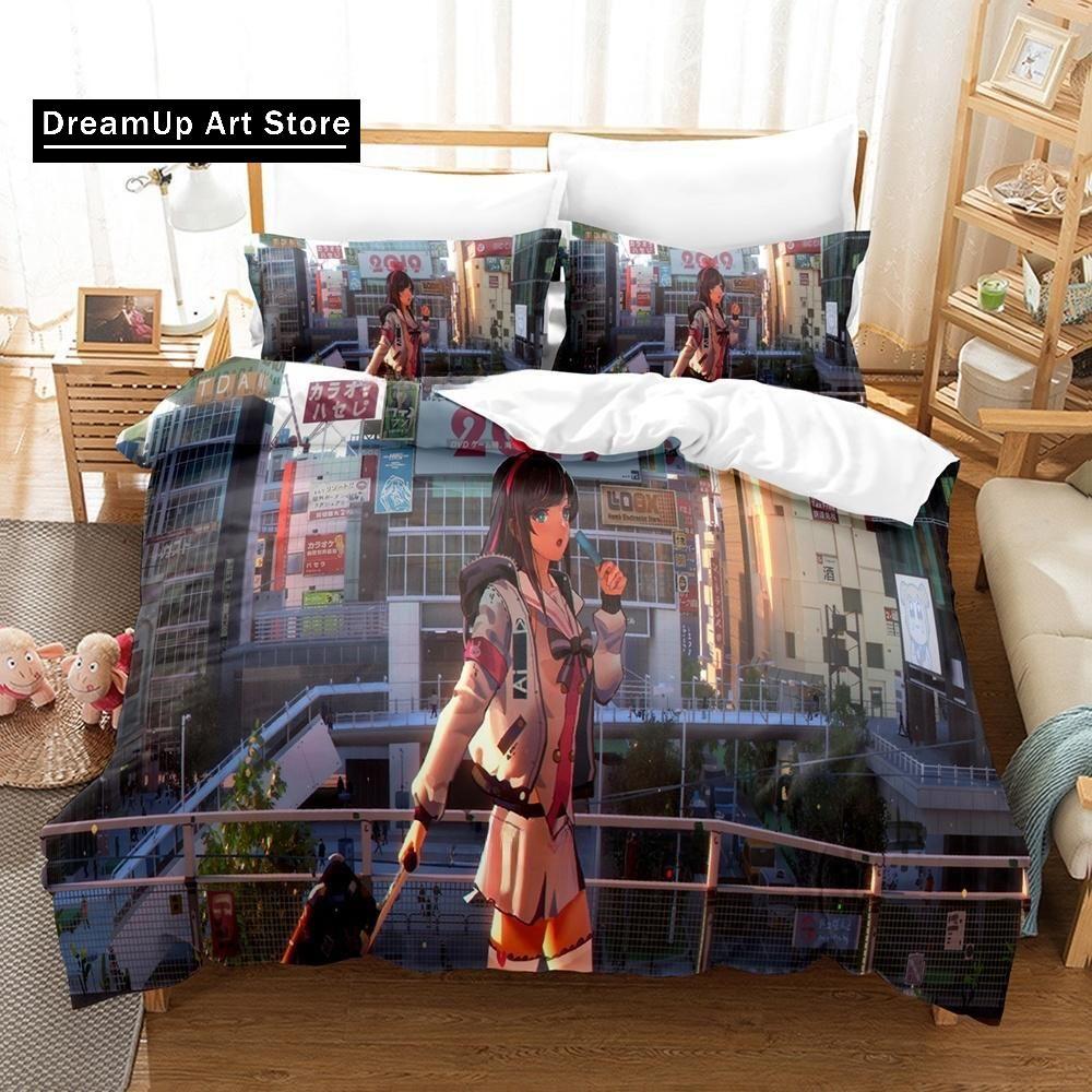 3d Printing anime Kawaii Girls Kizuna AI Bedding Set Single Twin Full Queen King Size Bed Set Adult Kid Bedroom Duvet cover Sets