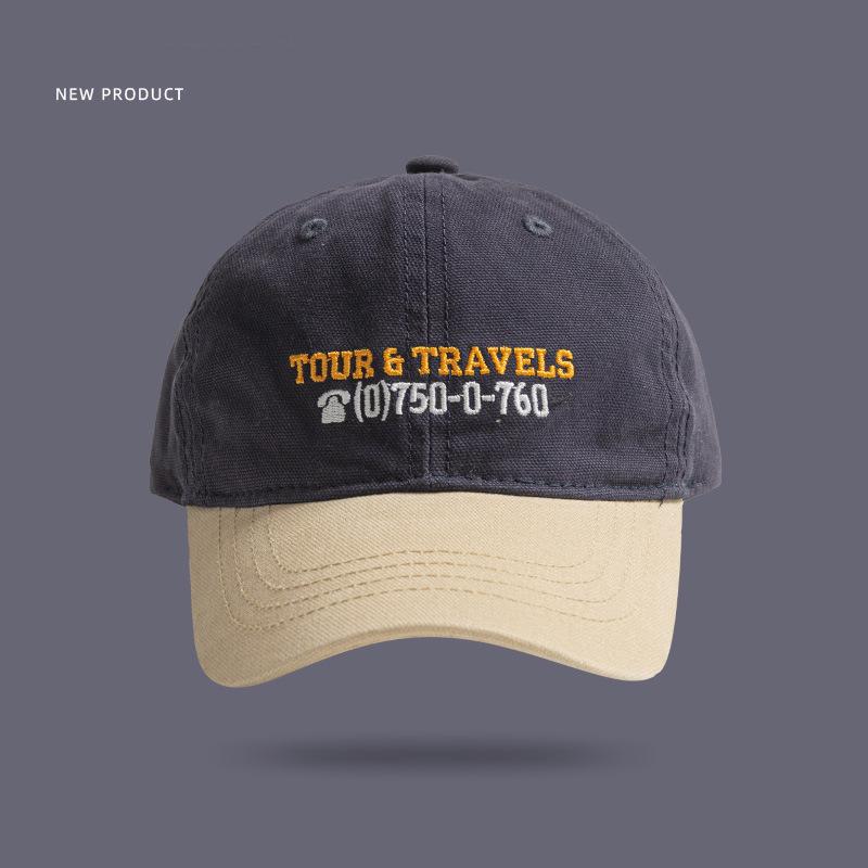 Retro color matching baseball cap children street sunshade embroidery soft top men show face small parent-child peaked cap tide