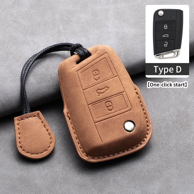 

Шкіряний чохол для автомобільних ключів, брелок, брелок для VW Volkswagen Golf 7 8 6 MK7 Tiguan MK2 для Ateca Leon FR Ibiza Skoda Octavia Kodiaq