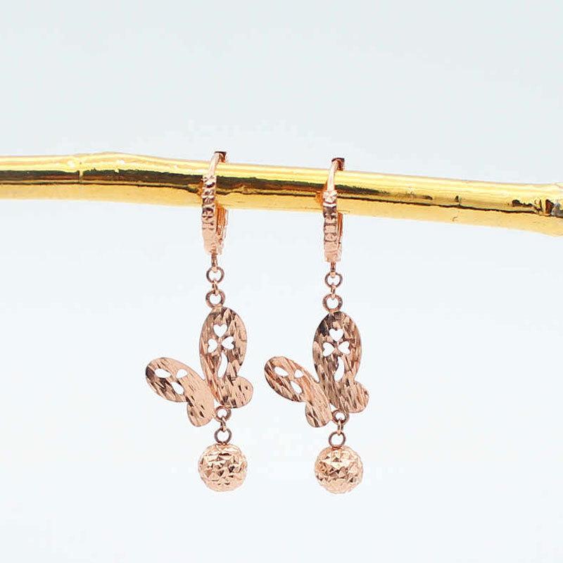 Color Gold Purple Gold Butterfly Earrings Exquisite And Delicate Rose Gold-Plated Personalized Earrings