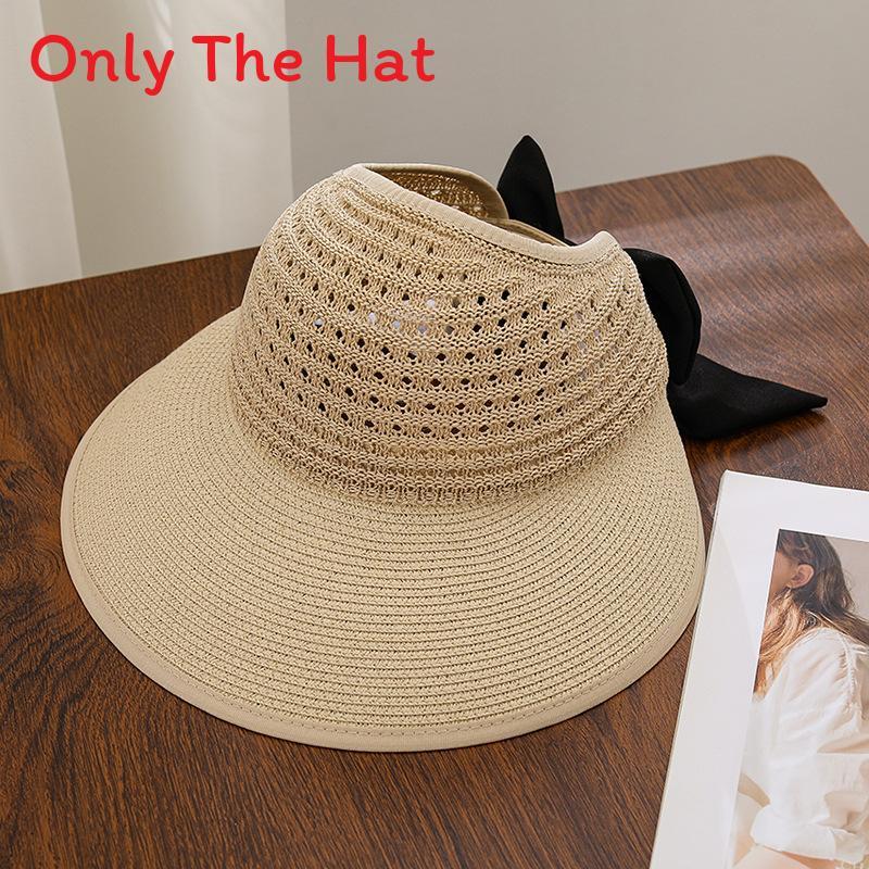 Fashionable Straw Sun Hat With Large Brim And Breathable Material For Casual Summer Wear