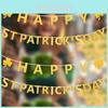 Golden Lucky Clover Party Banners St Patrick's Day Irish Decorations With Gleaming Letters