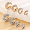 Fashion Simple C-shaped Full Inlay Zircon Glitter Fake Piercing Earrings for Women Hip-hop Rock Hot Girls Clip Earrings Jewelry