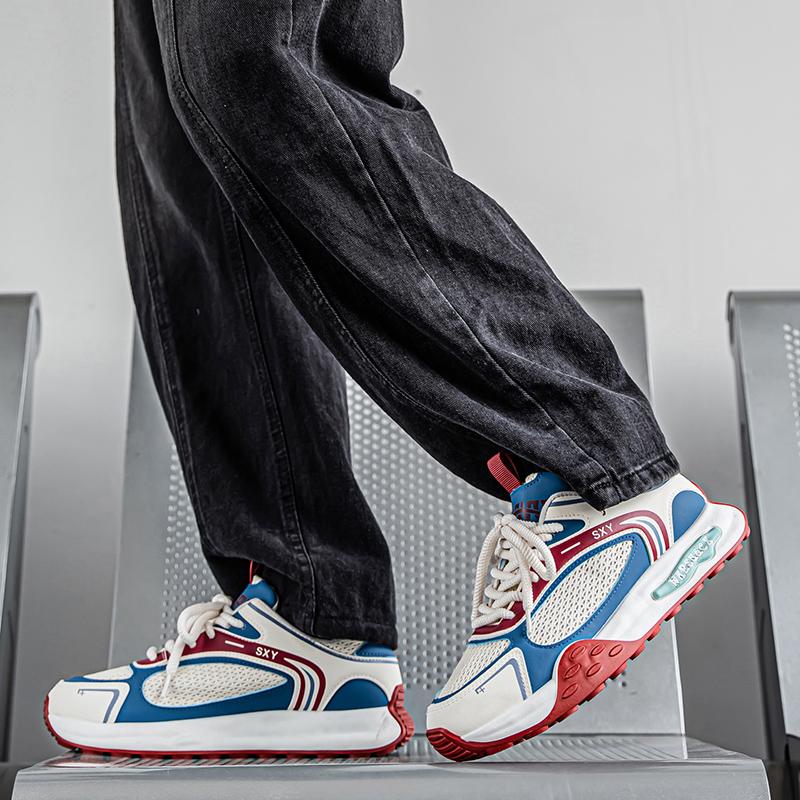 New Autumn Fashion Trend Thick Soled Casual Shoes for Men's Versatile Mesh Breathable Comfortable Low Top Platform Sneakers