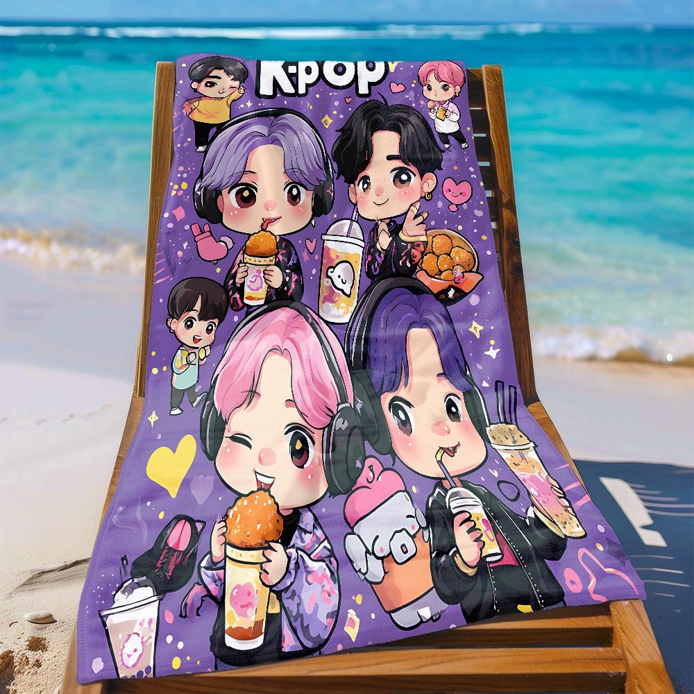 1pc K-pop Idol Beach Towel Extra Large Quick Dry Microfiber Sand Free Absorbent for Pool Travel Yoga 2D Flat Print Washable